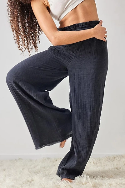Out From Under Cotton Gauze Lounge Pants In Black At Urban Outfitters
