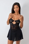 Out From Under Camille Lace & Diamante Mini Dress In Black At Urban Outfitters