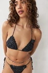 OUT FROM UNDER GLITTER KNIT BIKINI TOP IN BLACK, WOMEN'S AT URBAN OUTFITTERS