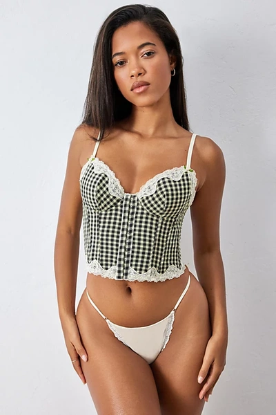Out From Under Clover Gingham Corset Top In Black At Urban Outfitters