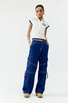 True Religion Pocket Mid-rise Cargo Pant In Pale Blue, Women's At Urban Outfitters