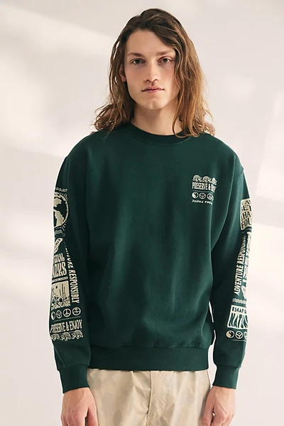 Parks Project Preserve & Enjoy Crew Neck Sweatshirt In Olive, Men's At Urban Outfitters