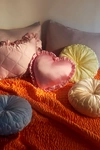 Urban Outfitters Silky Satin Heart Ruffle Throw Pillow In Pink At
