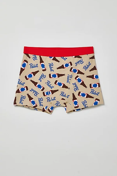 Urban Outfitters Pabst Blue Ribbon Bottles Boxer Brief In Tan, Men's At