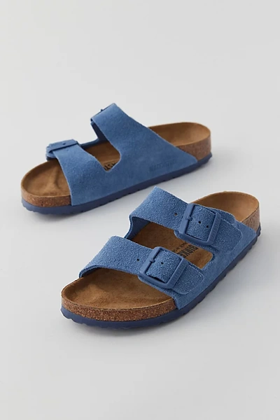 Birkenstock Arizona Soft Footbed Leather Sandal In Elemental Blue, Women's At Urban Outfitters