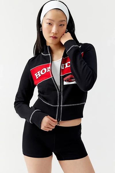 Urban Outfitters Honda Cropped Zip-up Sweatshirt In Black, Women's At
