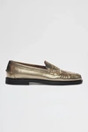 Sebago Dan Metallic Penny Loafers In Gold