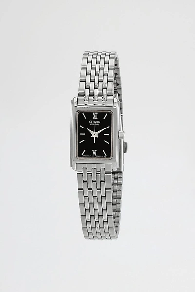 Citizen Square Face Quartz Watch In Silver, Women's At Urban Outfitters In Black