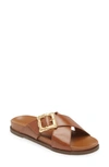 Schutz Women's Enola Crossover Strap Slide Sandals In Camel