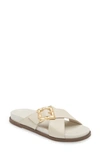 Schutz Enola Sporty Leather Sandal In Pearl