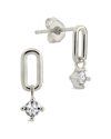 Sterling Forever Sterling Silver Mandy Cz Oval Drop Stud Earrings In Metallic