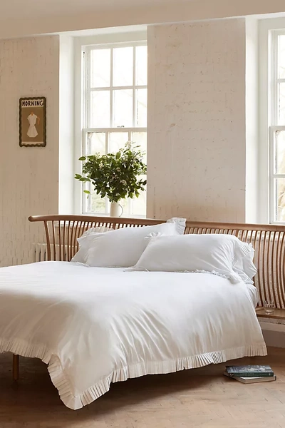 Anthropologie Mathilde Ash Wood King Size Bed Frame With Bedside Tables In White