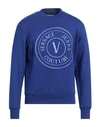 Versace Jeans Couture Man Sweatshirt Bright Blue Size S Cotton, Elastane