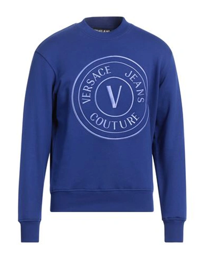Versace Jeans Couture Man Sweatshirt Bright Blue Size S Cotton, Elastane