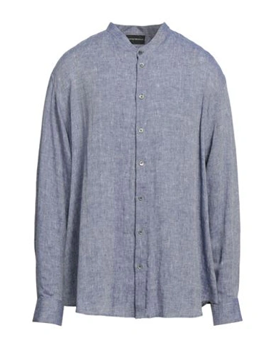 Emporio Armani Man Shirt Blue Size Xxxl Linen