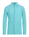 Kired Man Shirt Turquoise Size 46 Cotton In Blue