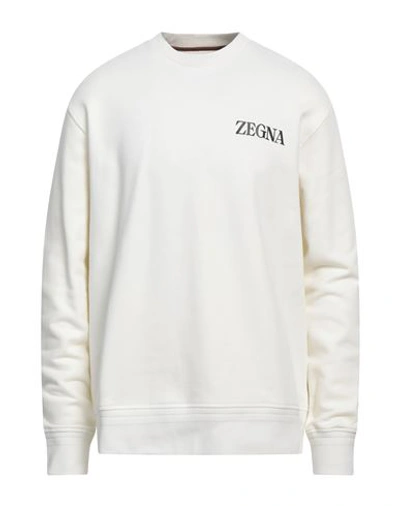 Zegna Man Sweatshirt Ivory Size Xl Cotton, Elastane In White