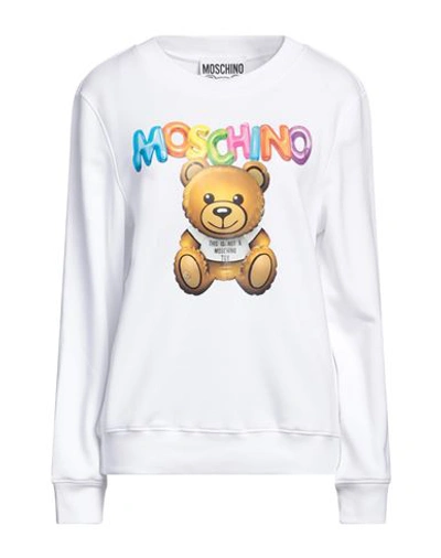 Moschino Woman Sweatshirt White Size 10 Organic Cotton