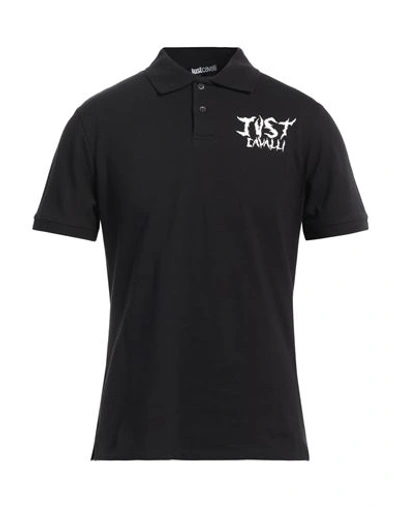 Just Cavalli Man Polo Shirt Black Size M Cotton, Elastane