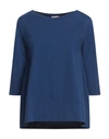 Rossopuro Woman T-shirt Blue Size S Cotton, Elastane In Blue