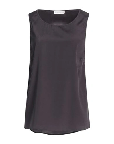 Le Tricot Perugia Woman Top Charcoal Size L Silk, Elastane In Grey