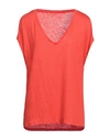Majestic Filatures Woman T-shirt Tomato Red Size 3 Linen, Cotton
