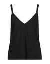 Ballantyne Woman Tank Top Black Size 8 Linen, Cotton In Black