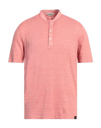 Gran Sasso Man T-shirt Salmon Pink Size 40 Linen, Elastane