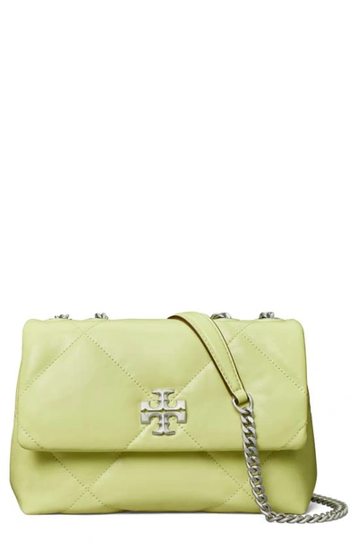 Tory Burch Small Kira Diamond Quilted Convertible Leather Shoulder Bag In Fresh Pear/gold