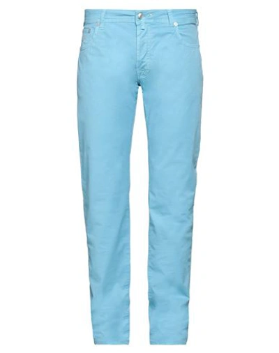 Jacob Cohёn Man Pants Light Blue Size 38 Cotton, Linen, Elastane