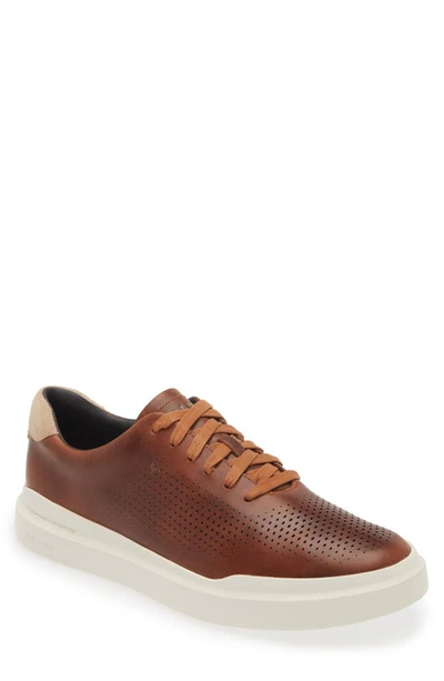 Cole Haan Men's Perforated Leather Low-top Trainers In Acorn Sesame Ivory