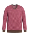 Drumohr Man Sweater Magenta Size 42 Cotton, Linen, Polyester In Magenta