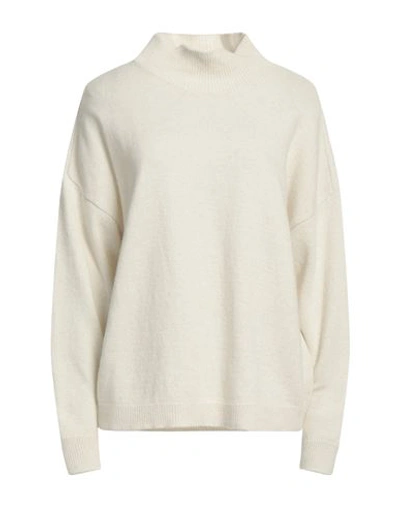 European Culture Woman Turtleneck Ivory Size M Wool, Viscose, Polyamide, Cashmere In White