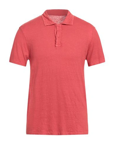 Majestic Filatures Man Polo Shirt Tomato Red Size M Linen, Elastane