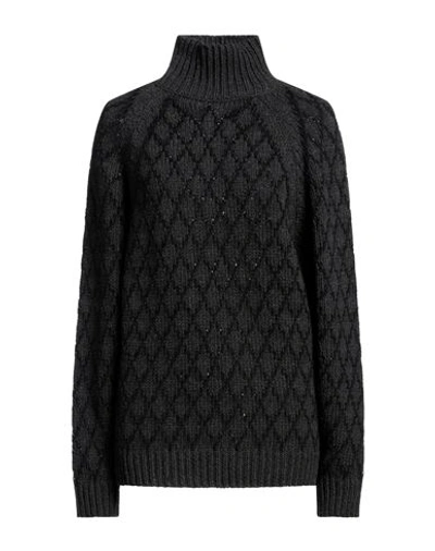 Quira Woman Turtleneck Charcoal Size M Virgin Wool, Cashmere, Mohair Wool, Polyamide In Grey