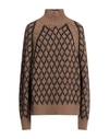 Quira Woman Turtleneck Camel Size S Virgin Wool, Cashmere, Mohair Wool, Polyamide In Beige