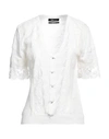 Blumarine Woman Sweater Ivory Size 8 Viscose, Linen, Polyamide, Rubber, Cotton In White