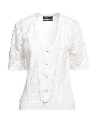 Blumarine Woman Sweater Ivory Size 8 Viscose, Linen, Polyamide, Rubber, Cotton In White