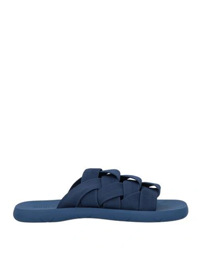 Bottega Veneta Man Sandals Navy Blue Size 9 Textile Fibers In Navy Blue