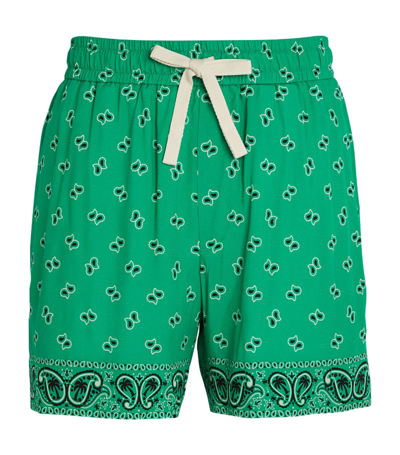 Palm Angels Paisley Drawstring Shorts In Green