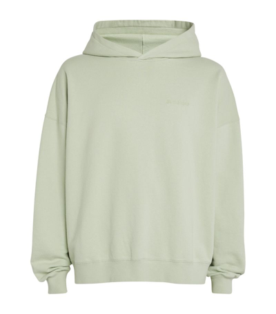 Palm Angels Embroidered Logo Hoodie In Green