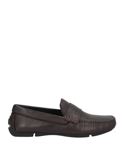Emporio Armani Man Loafers Dark Brown Size 9 Bovine Leather