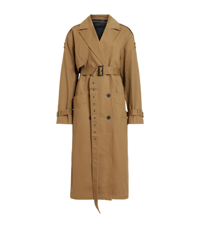 Allsaints Wyatt Relaxed Fit Belted Trench Coat In Brown