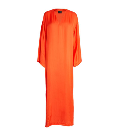 Delos Silk Maxi Dress In Orange