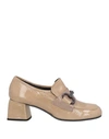 Bruglia Woman Loafers Khaki Size 10 Leather In Beige