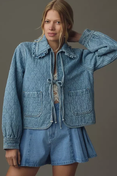 Seventy + Mochi Heidi Quilted Denim Jacket In Blue