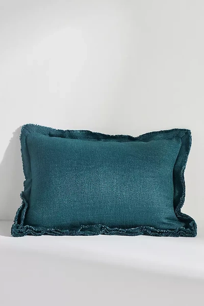 Anthropologie Luxe Linen Blend Pillow In Blue