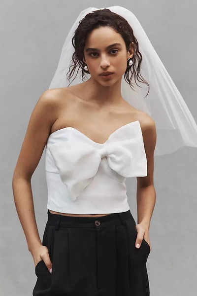 Hutch Reni Strapless Bow-front Top In White