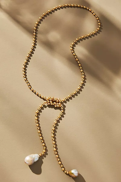By Anthropologie Pearl Chain Wrap Necklace In Gold