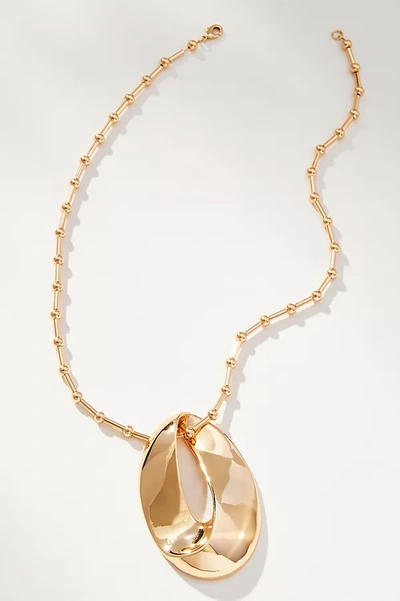 By Anthropologie Metal Oval Pendant Necklace In Gold